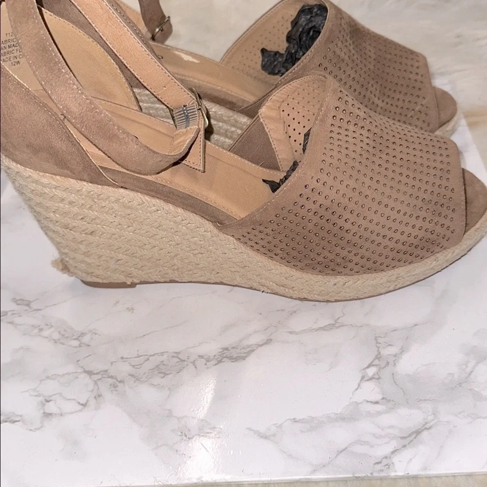 Torrid Brown Perforated Wedge Sandals 12W